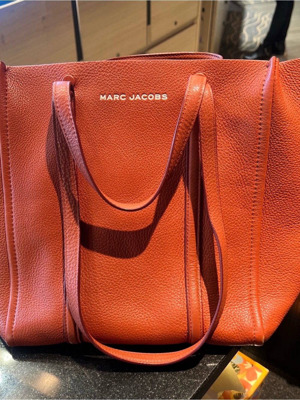 Marc Jacobs Orange Pebbled Leather Tote
